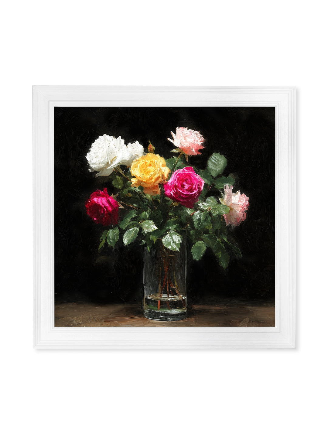 Roses After Dark - White Hurstwood Square Frame