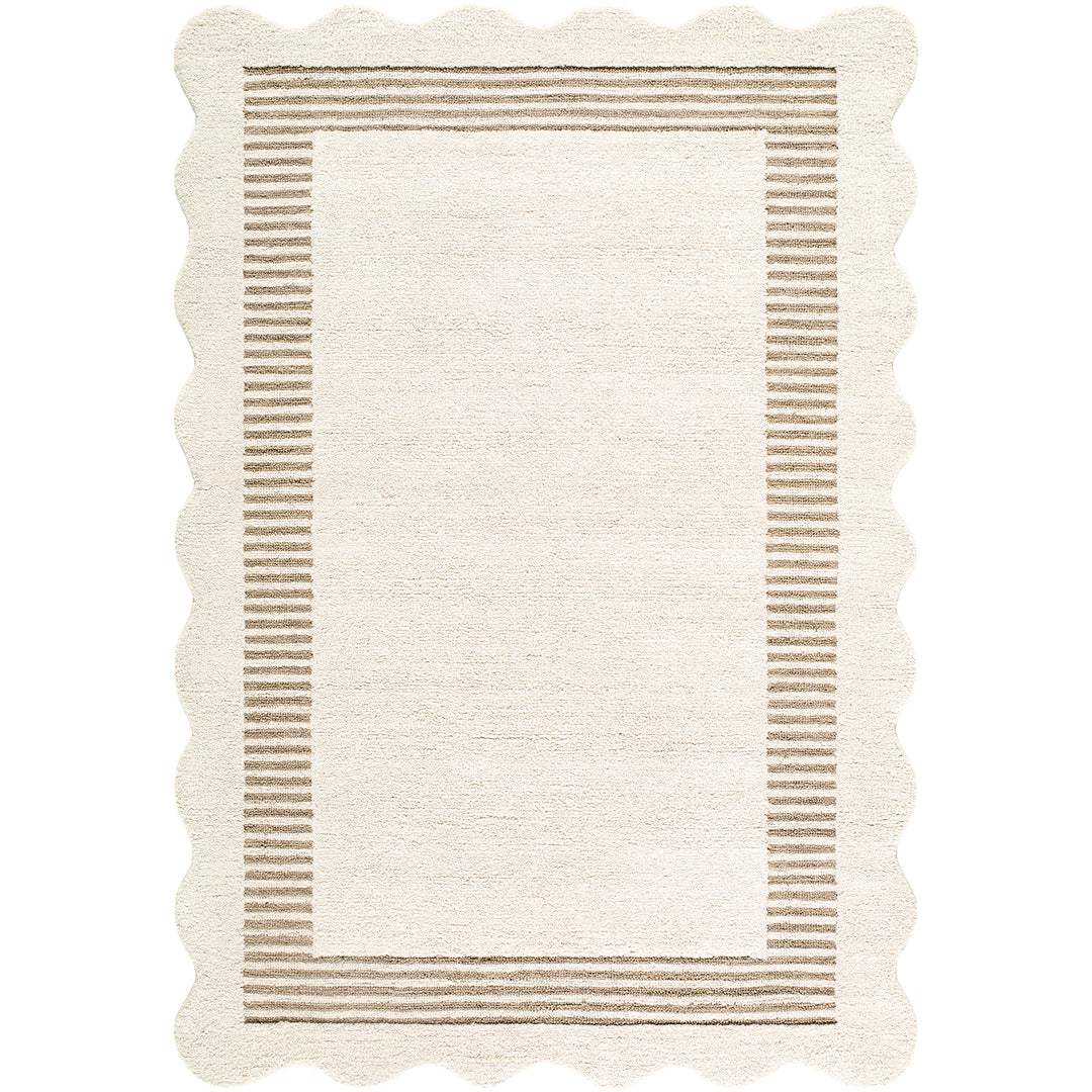 Scalloped Wool Rug Ivory - TheArtistsQuarter