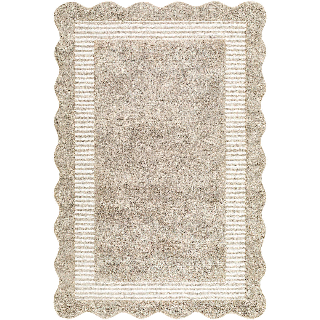 Scalloped Wool Rug Grey - TheArtistsQuarter