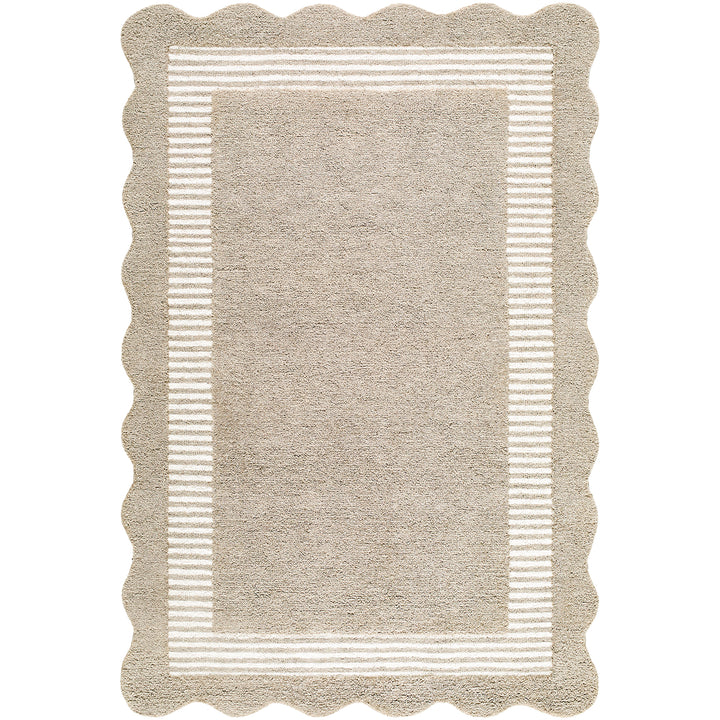 Scalloped Wool Rug Grey - TheArtistsQuarter