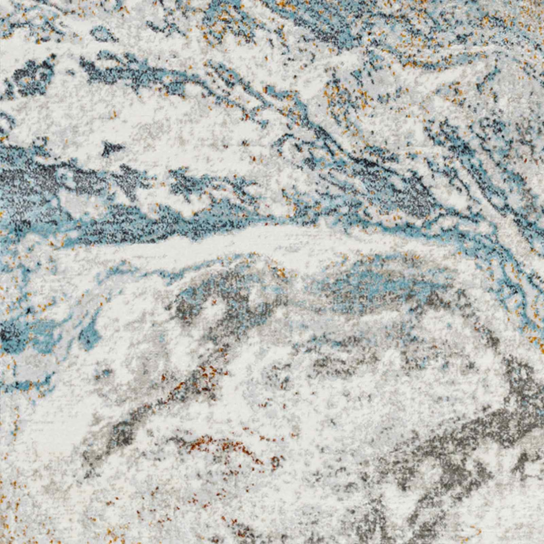 San Francisco Abstract Marble Rug Blue & Ivory - TheArtistsQuarter