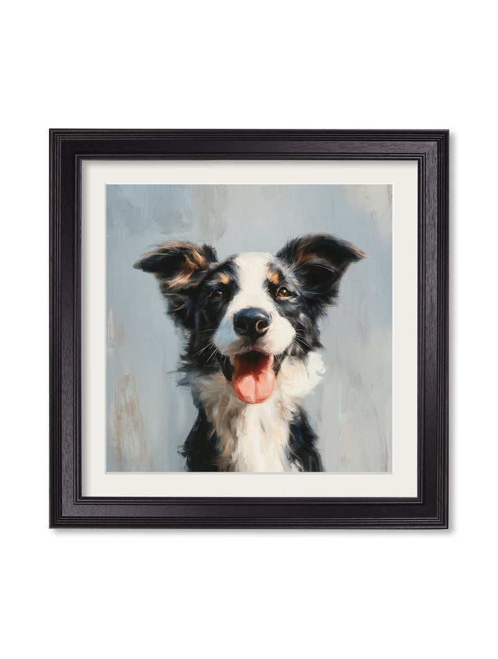 The Smiley Sheepdog - Black Hurstwood Square Frame