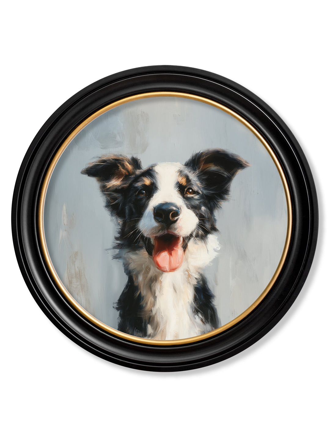 The Smiley Sheepdog - Oxford Round Frame