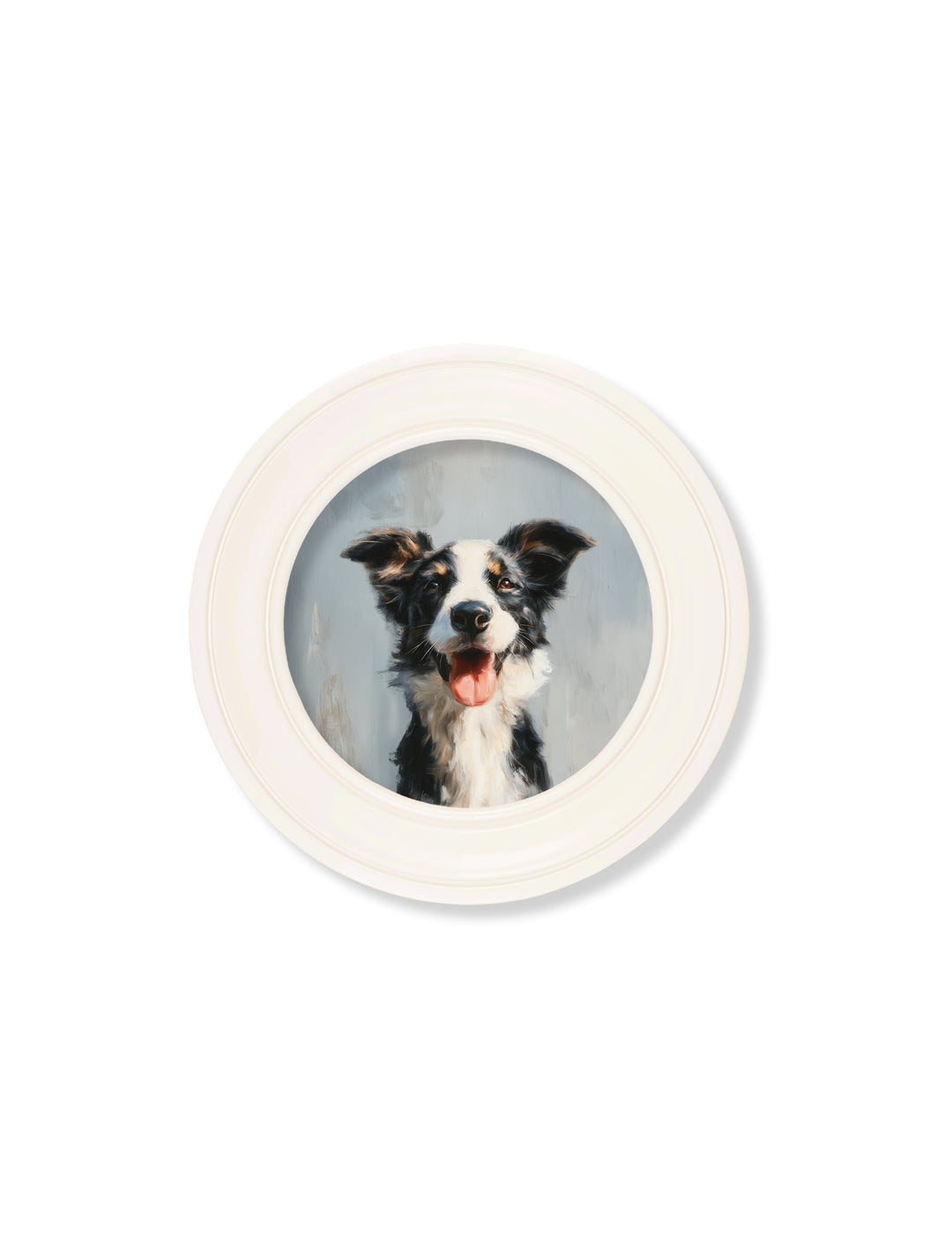 The Smiley Sheepdog - Oxford Strong White Round Frame
