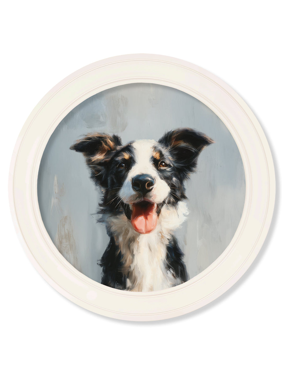 The Smiley Sheepdog - Oxford Strong White Round Frame