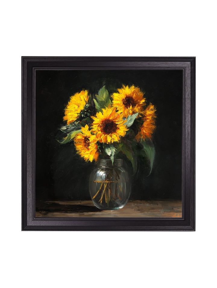 Sunflowers After Dark - Black Hurstwood Square Frame