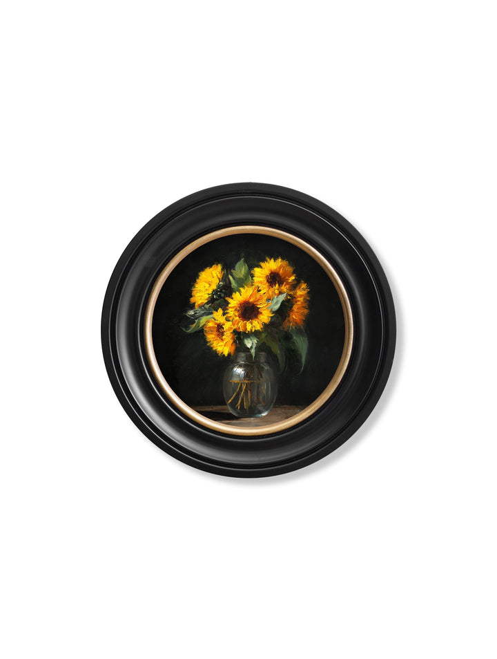 Sunflowers After Dark - Oxford Round Frame