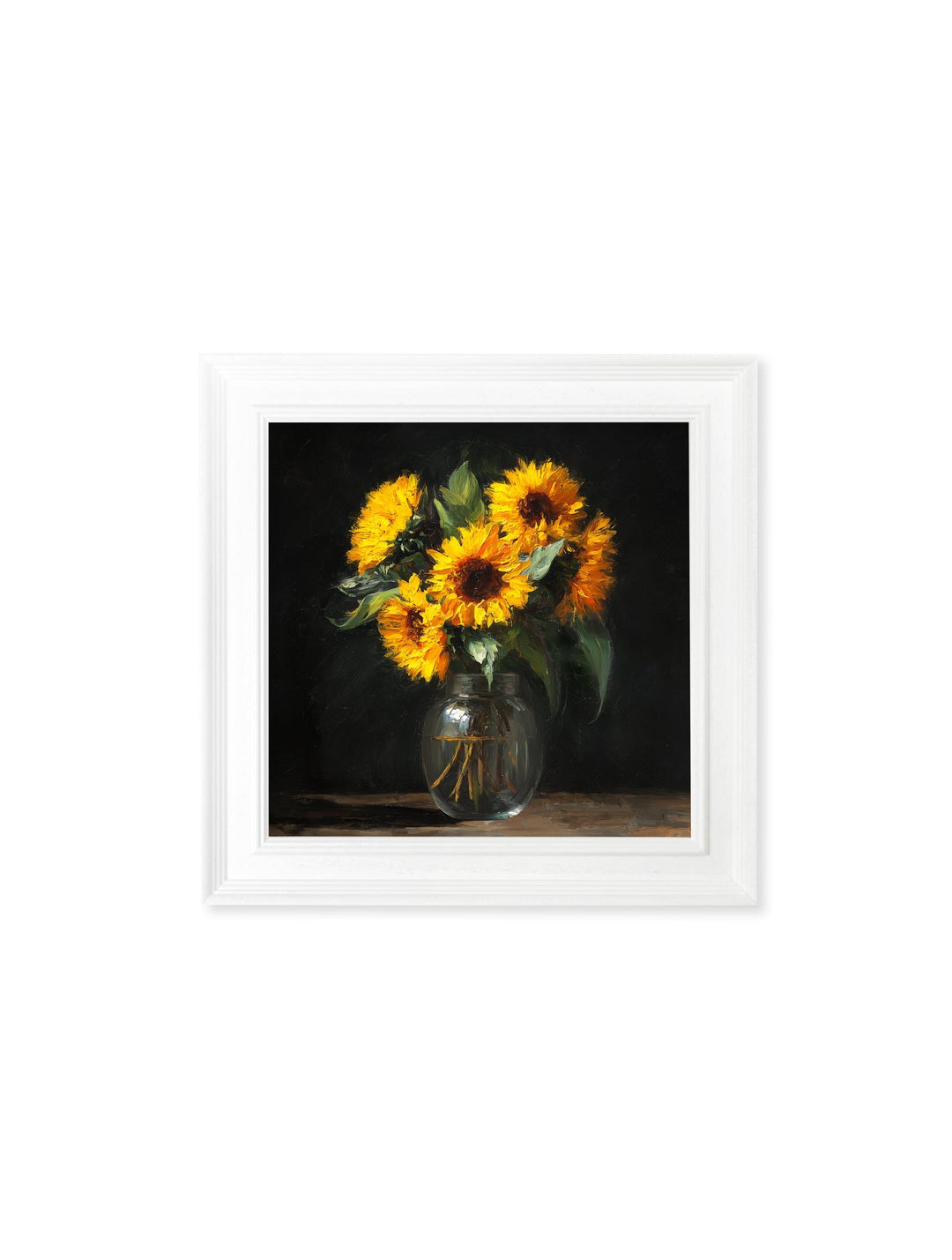Sunflowers After Dark - White Hurstwood Square Frame