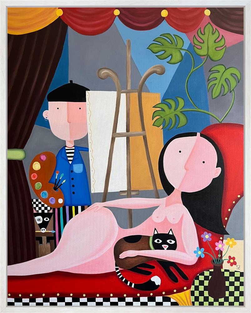 The Model And Her Cat by Michael Abrams (Original) - TheArtistsQuarter