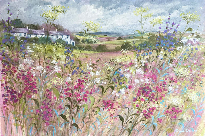 Three Cottage Original Artwork By Diane Demirci - TheArtistsQuarter