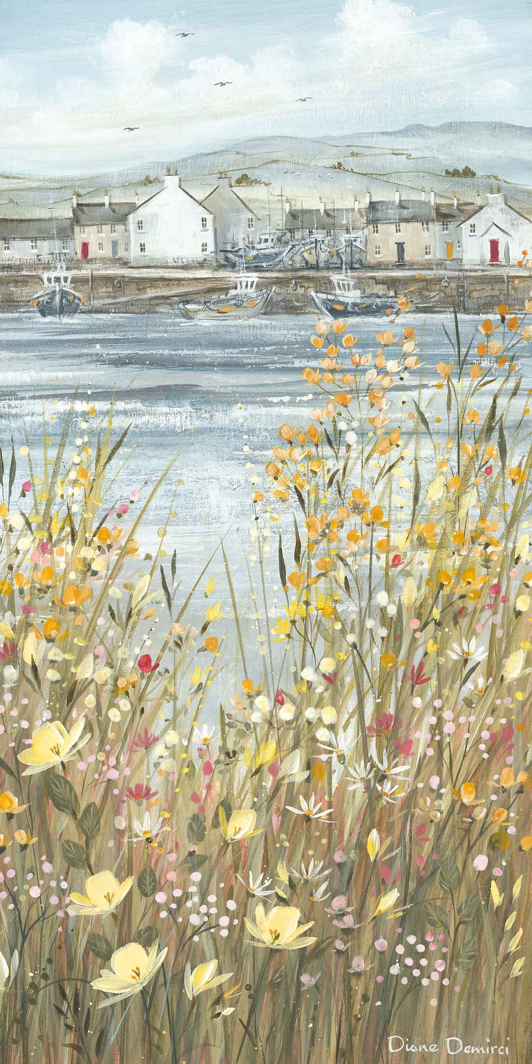 Boats & Blooms III By Diane Demirci Grey Frame *NEW* - TheArtistsQuarter