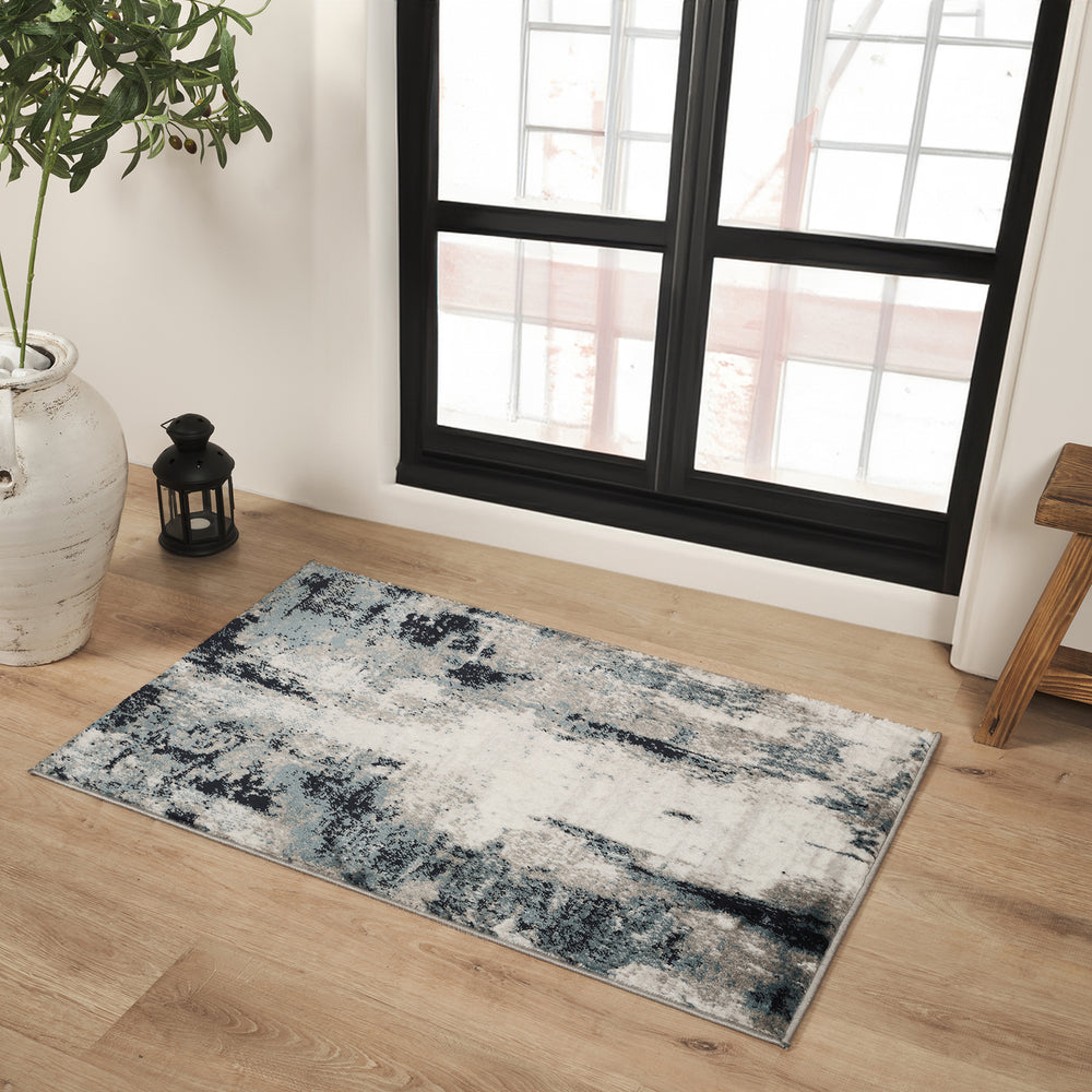 Wanderlust Abstract Marble Rug Blue & Sky Blue - TheArtistsQuarter