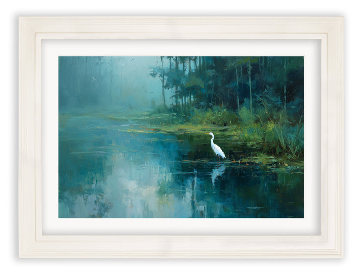 Misty Lake Great Egret - Cream Hurstwood Frame