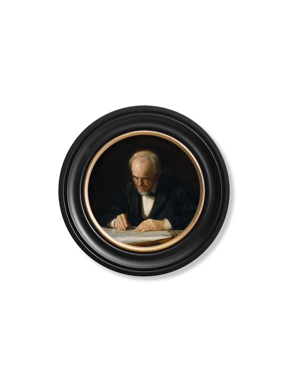 c.1882 The Writing Master - Thomas Eakins - Round Frame - TheArtistsQuarter