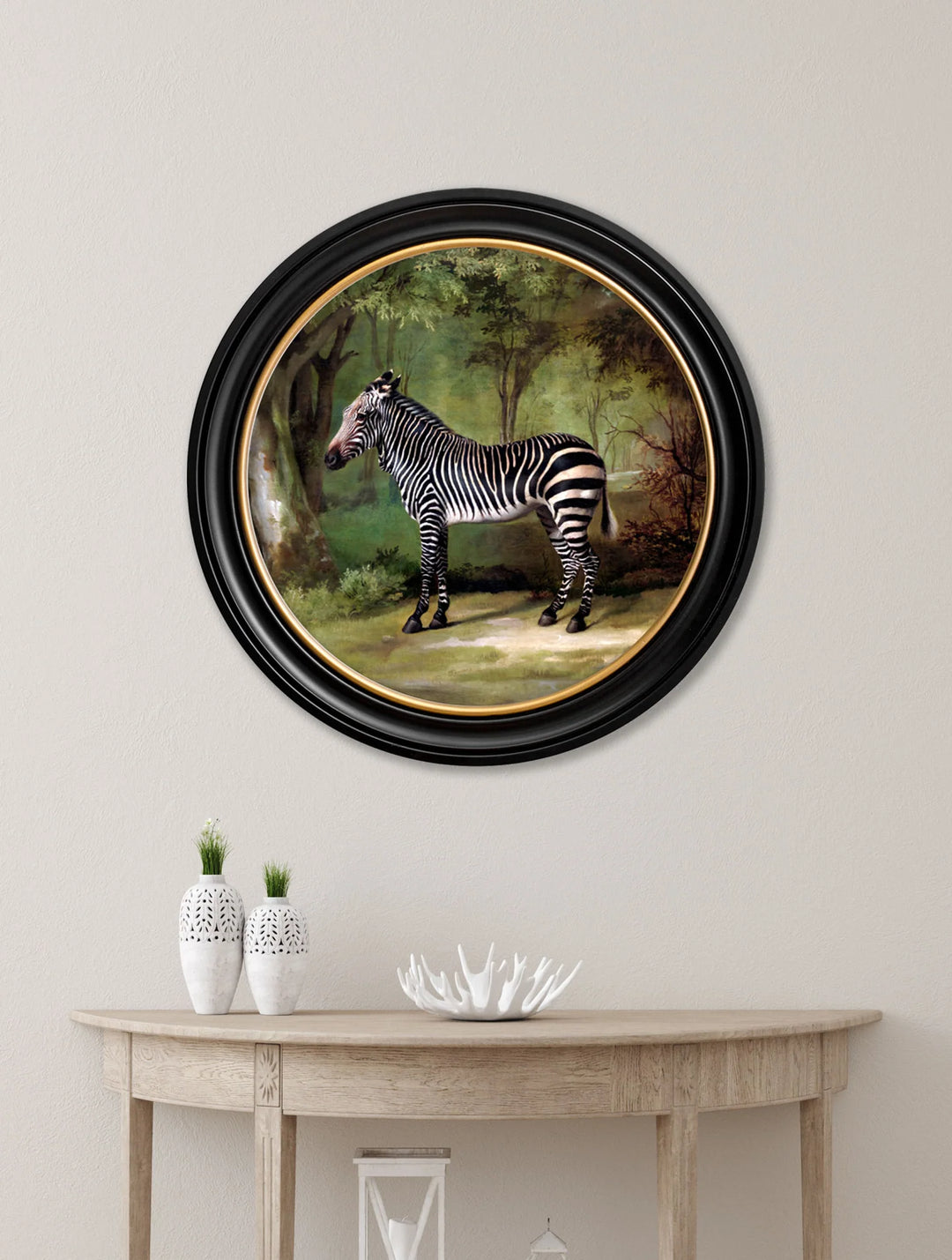 c.1763 George Stubb's Zebra - Round Frame - TheArtistsQuarter