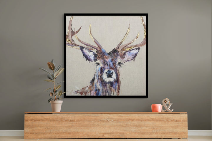 Brindle Stag By Louise Luton Framed Canvas - TheArtistsQuarter