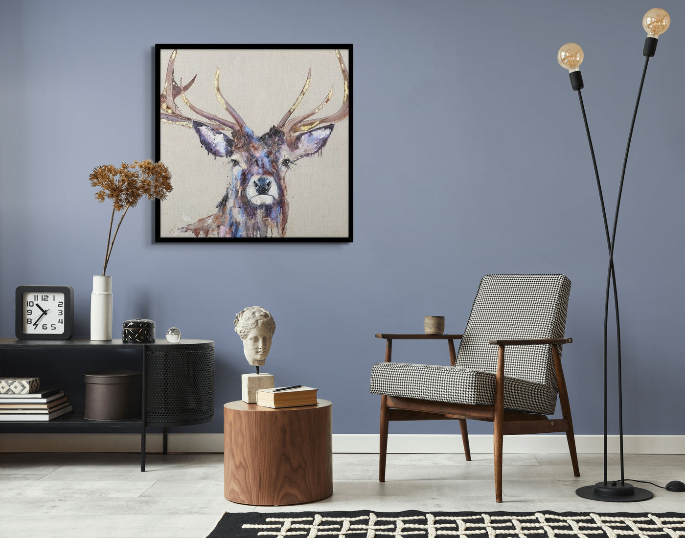 Brindle Stag By Louise Luton Framed Canvas