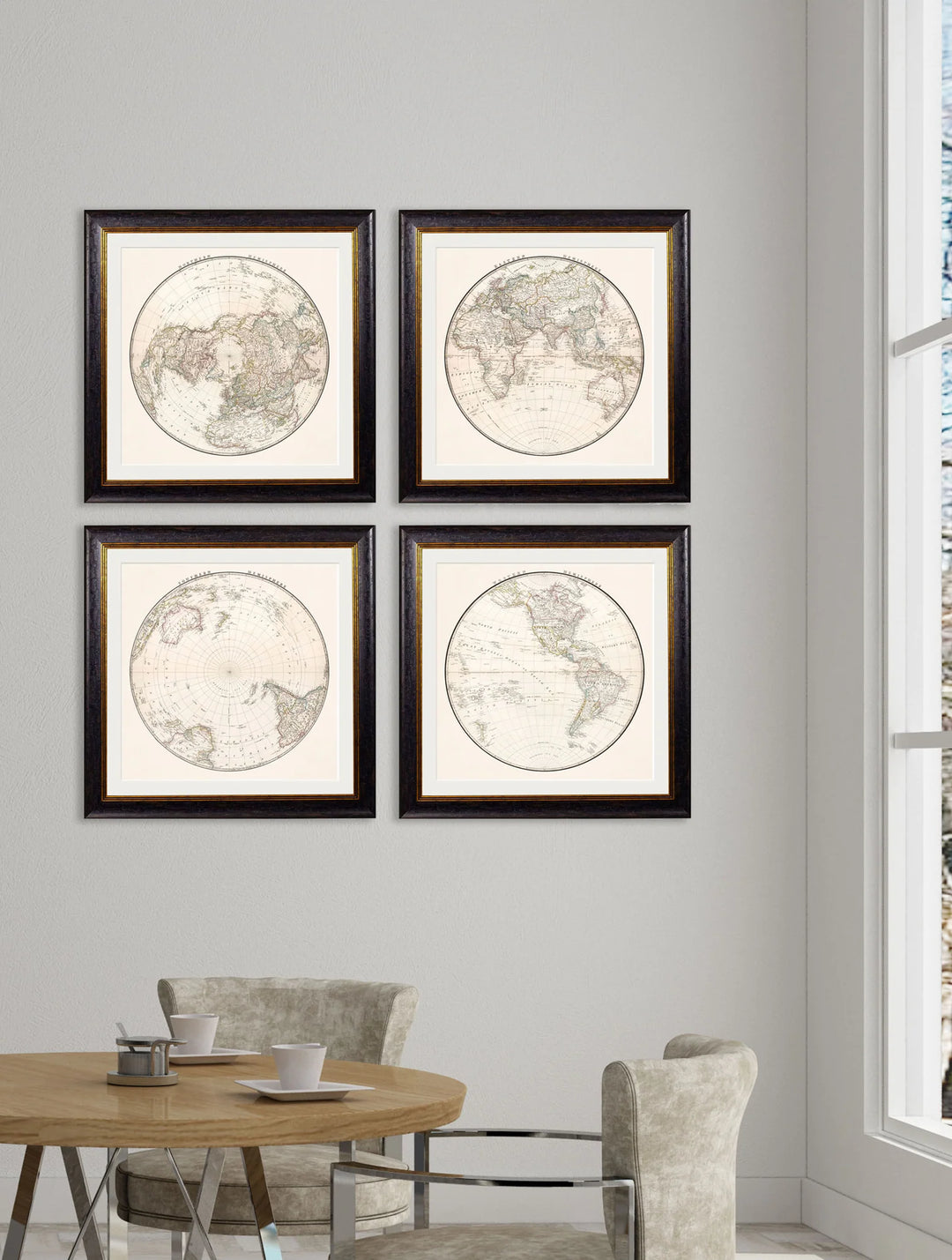 c.1838 World Map Hemispheres - TheArtistsQuarter