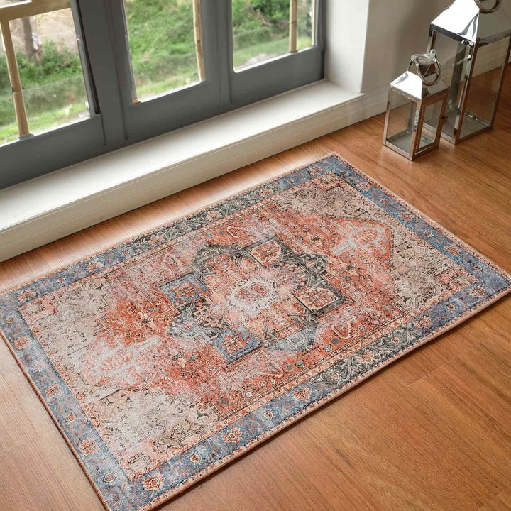 Amelie Traditional Washable Rug Red - TheArtistsQuarter