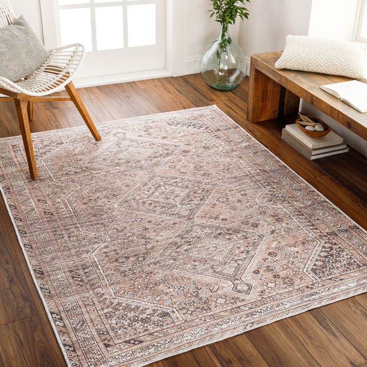 Amelie Traditional Washable Rug Orange - TheArtistsQuarter