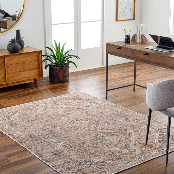 Amelie Traditional Washable Rug Orange - TheArtistsQuarter