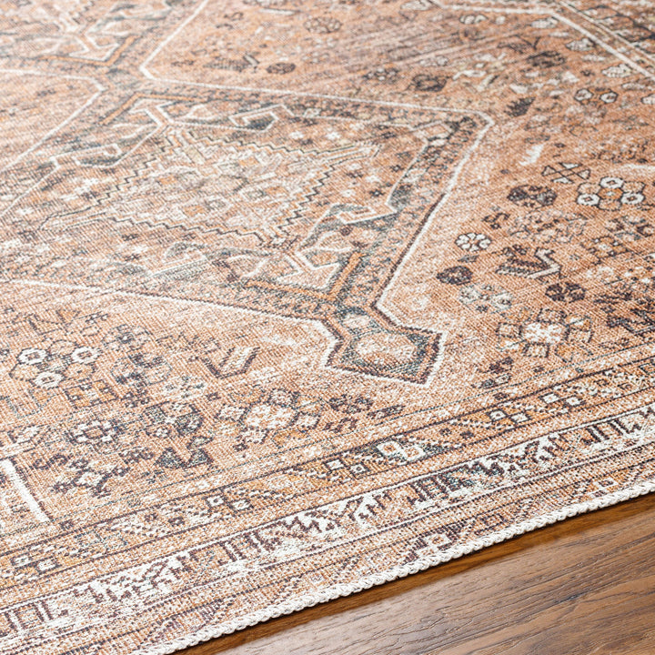 Amelie Traditional Washable Rug Orange - TheArtistsQuarter