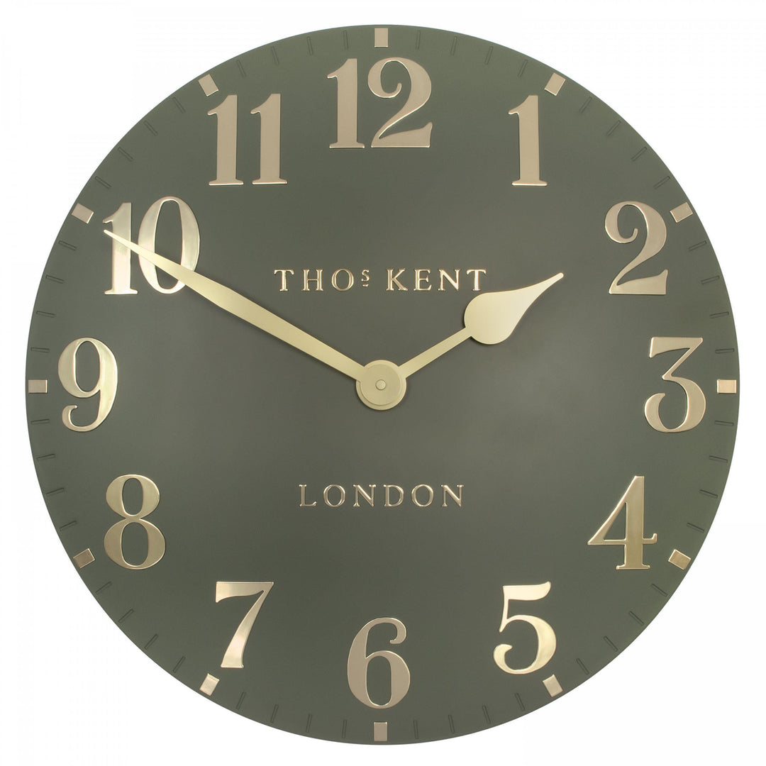 Thomas Kent London. Arabic Wall Clock 20" (51cm) Lichen Green - TheArtistsQuarter