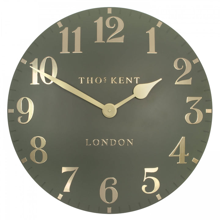 Thomas Kent London. Arabic Wall Clock 20" (51cm) Lichen Green - TheArtistsQuarter