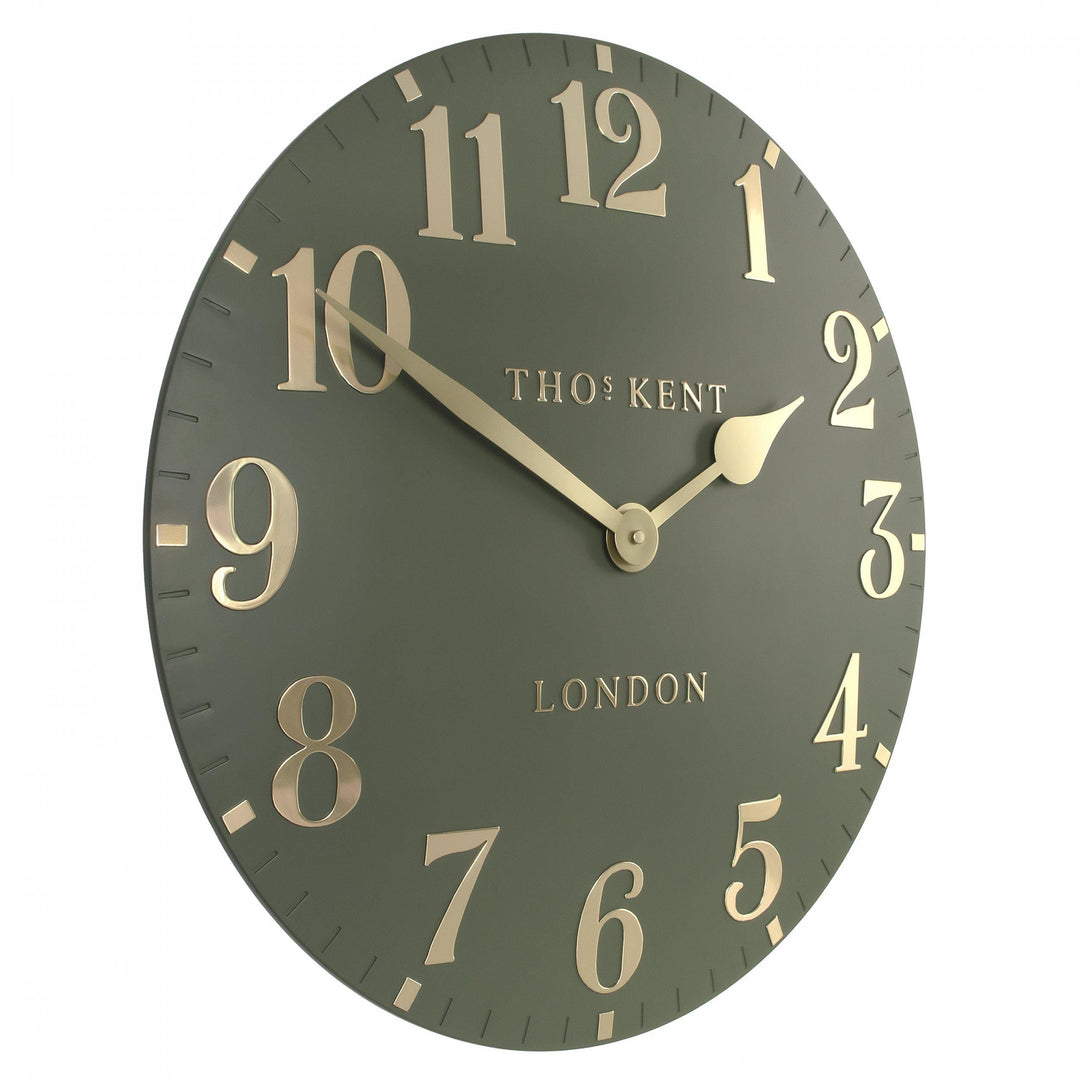 Thomas Kent London. Arabic Wall Clock 20" (51cm) Lichen Green - TheArtistsQuarter
