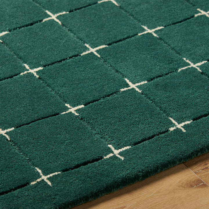 Brook Modern Wool Rug Green - TheArtistsQuarter