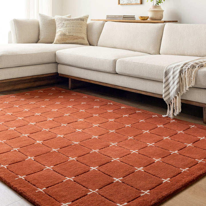 Brook Modern Wool Rug Terracotta - TheArtistsQuarter