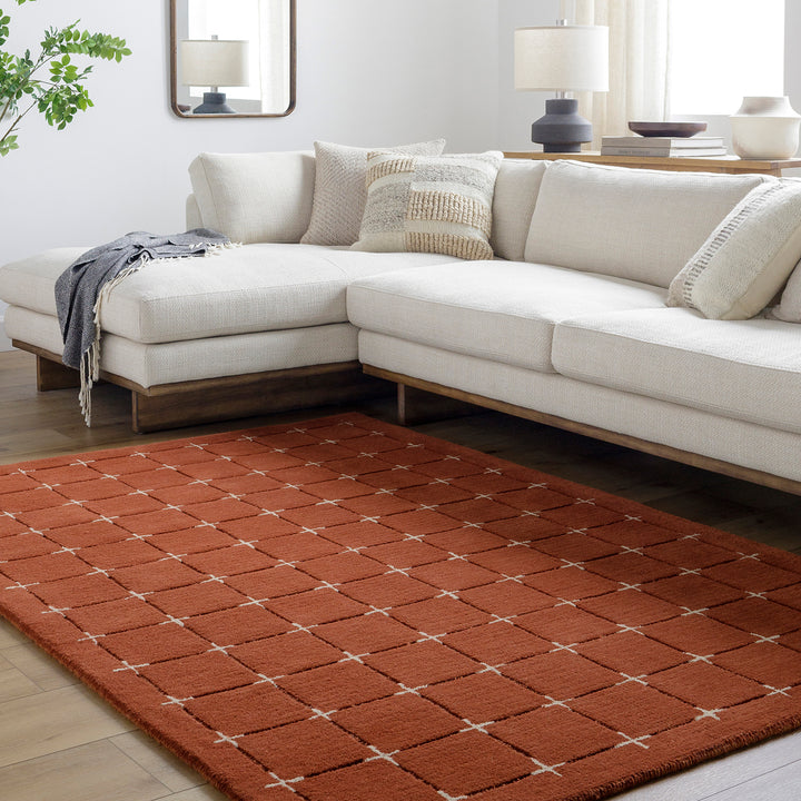 Brook Modern Wool Rug Terracotta - TheArtistsQuarter