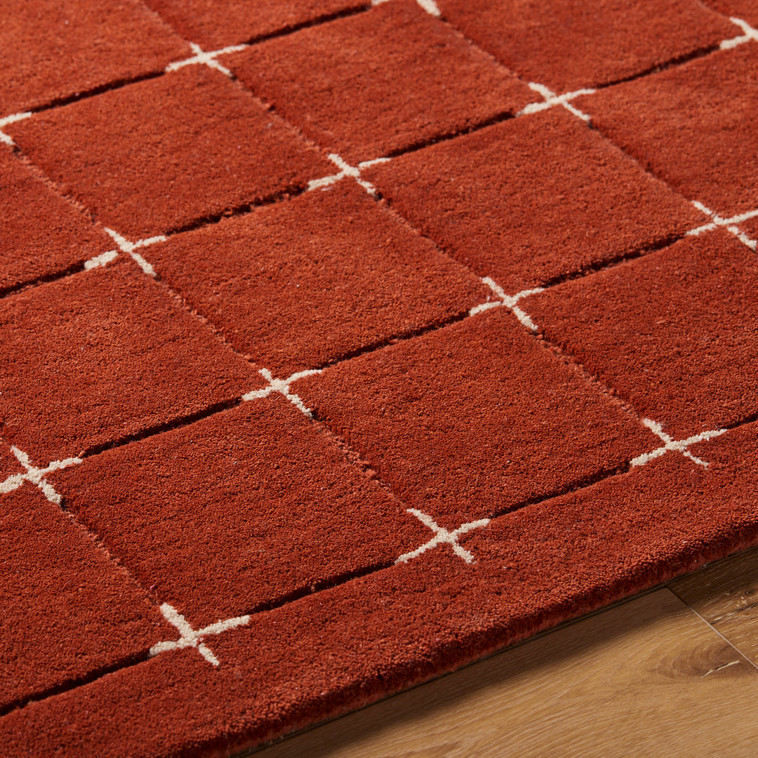 Brook Modern Wool Rug Terracotta - TheArtistsQuarter