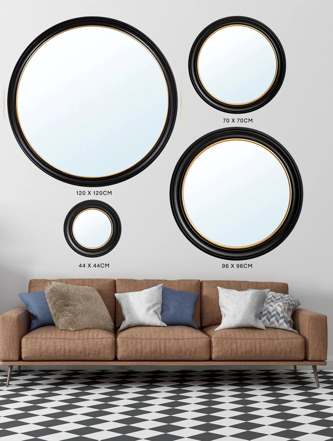 Round Mirror - Black and Gold - TheArtistsQuarter