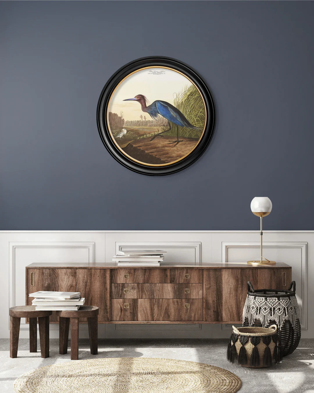 C.1838 Audubon's Herons - Round Frame - TheArtistsQuarter