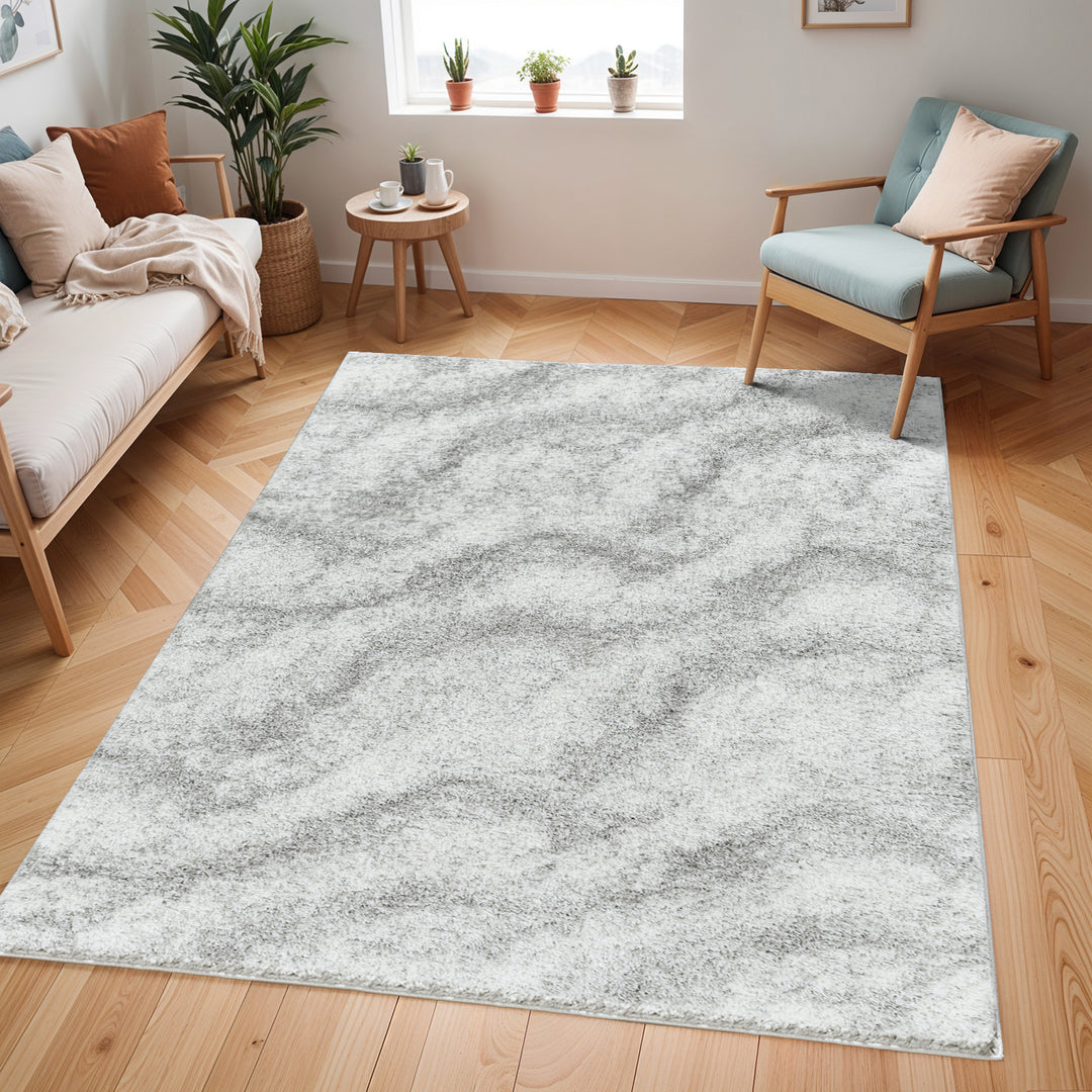 Cloudy Shaggy Rug Grey & Ivory - TheArtistsQuarter