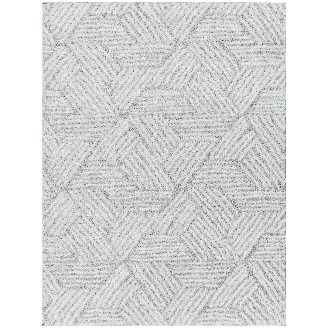 Cloudy Geometric Shaggy Rug Grey - TheArtistsQuarter