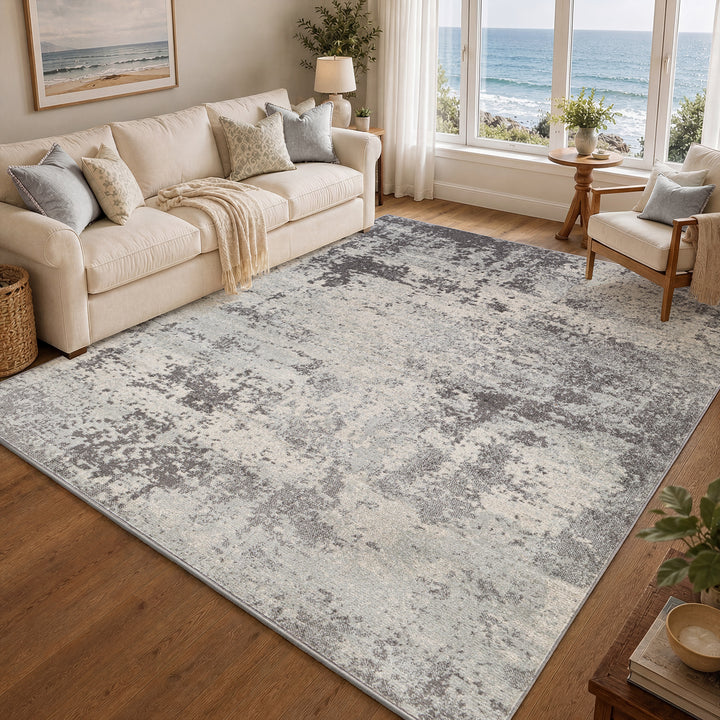 Chester Abstract Marble Rug Grey - TheArtistsQuarter