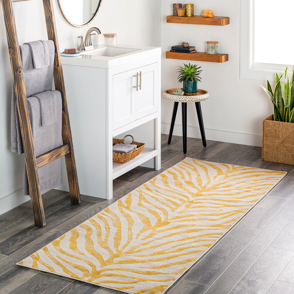 City Animal Print Zebra Boho Runner Yellow - TheArtistsQuarter
