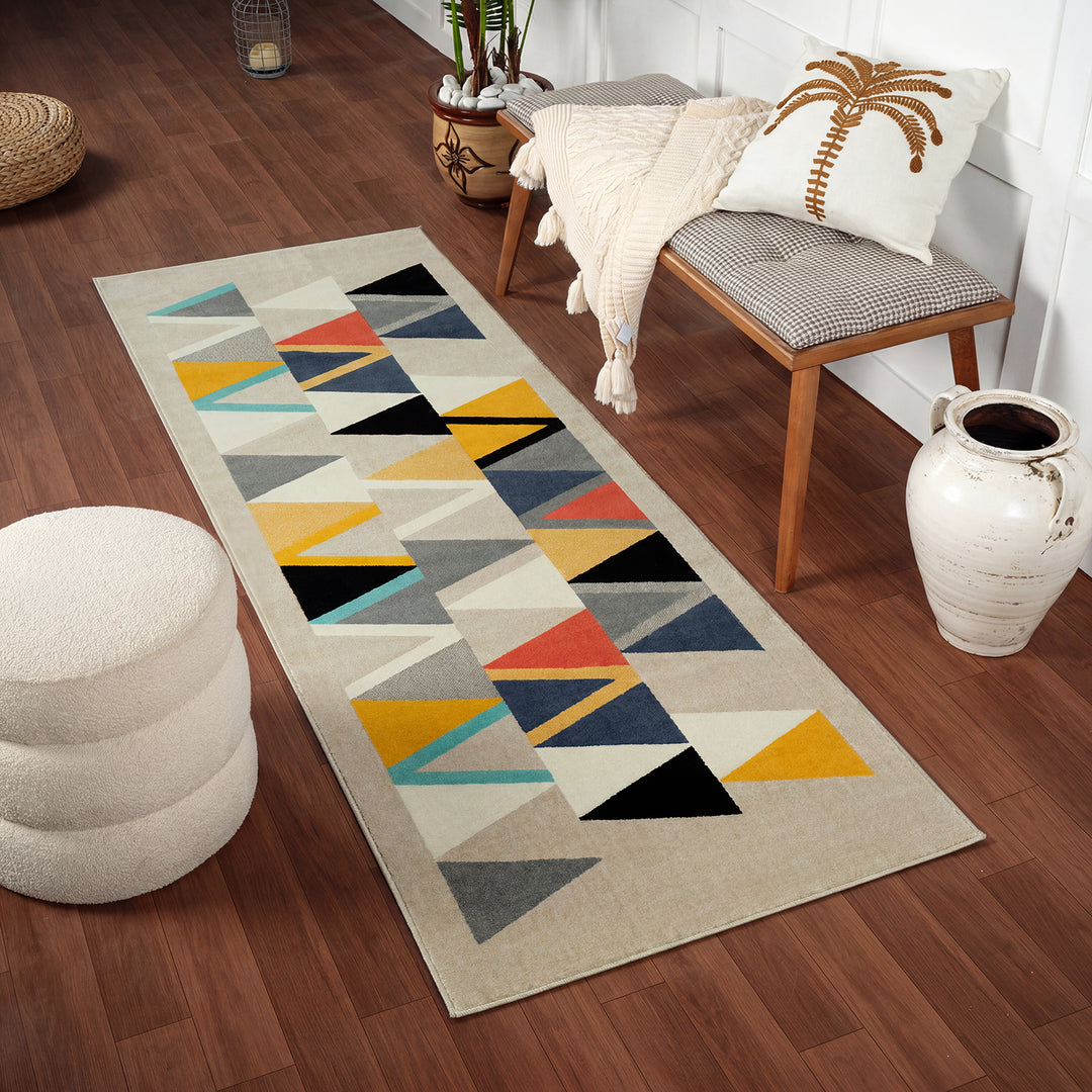 City Geometric Runner Taupe - TheArtistsQuarter