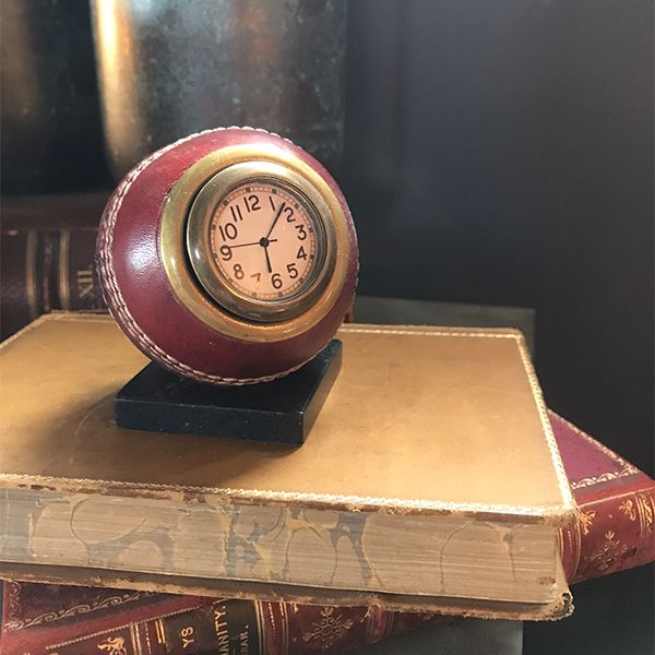 Culinary Concepts London. Cricket Ball Clock With Marble Base - TheArtistsQuarter