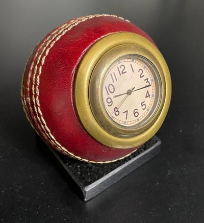 Culinary Concepts London. Cricket Ball Clock With Marble Base - TheArtistsQuarter