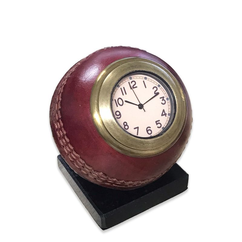 Culinary Concepts London. Cricket Ball Clock With Marble Base - TheArtistsQuarter