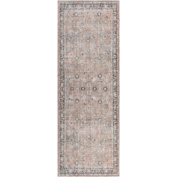 Colin Vintage Traditional Washable Runner Brown & Charcoal - TheArtistsQuarter