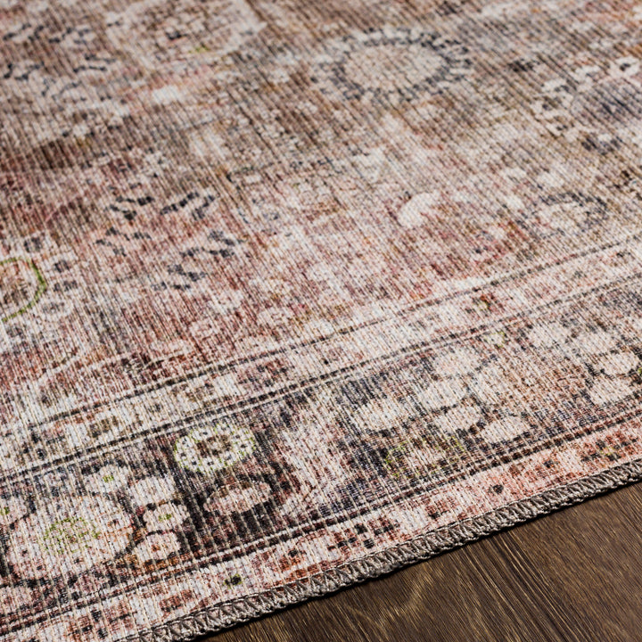 Colin Vintage Traditional Washable Runner Brown & Charcoal - TheArtistsQuarter