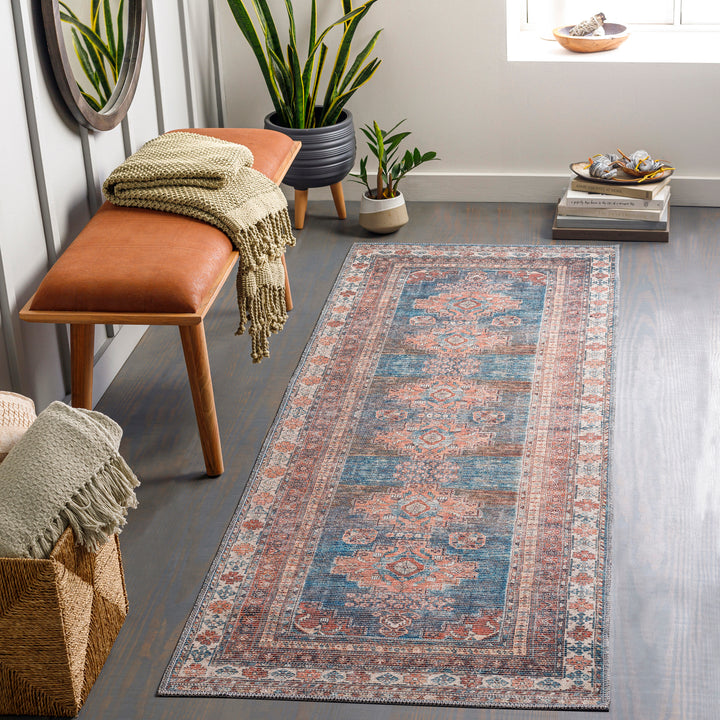 Colin Vintage Traditional Washable Runner Pink - TheArtistsQuarter