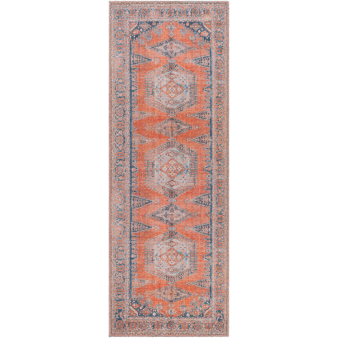 Colin Vintage Traditional Washable Runner Orange & Burnt Orange - TheArtistsQuarter