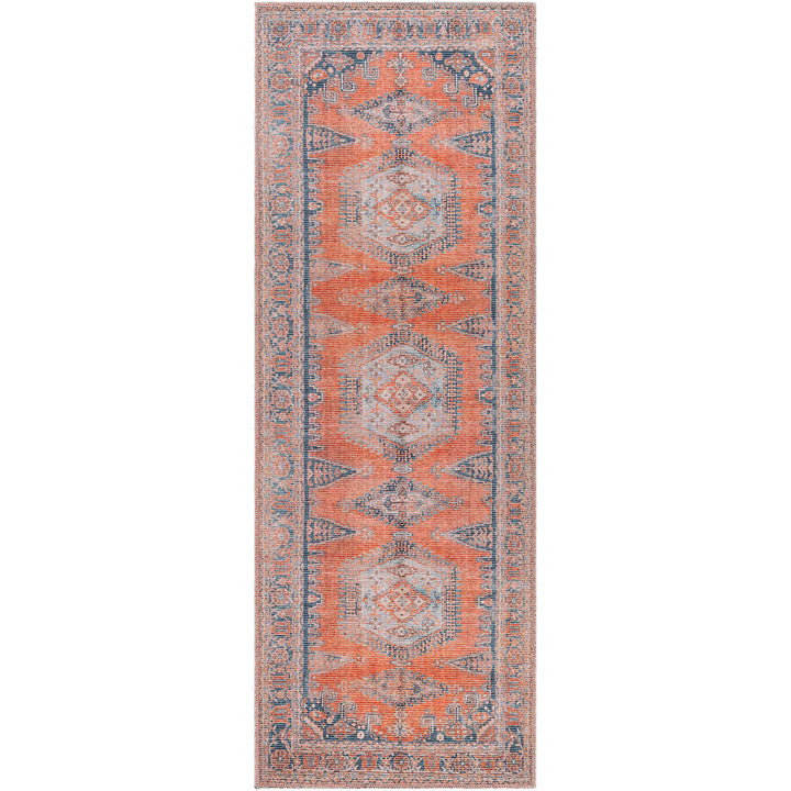Colin Vintage Traditional Washable Runner Orange & Burnt Orange - TheArtistsQuarter