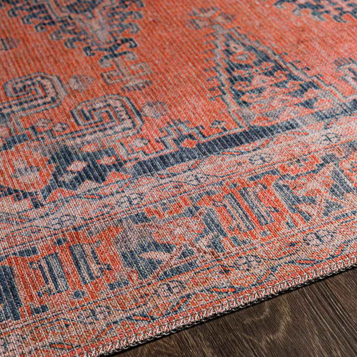 Colin Vintage Traditional Washable Runner Orange & Burnt Orange - TheArtistsQuarter