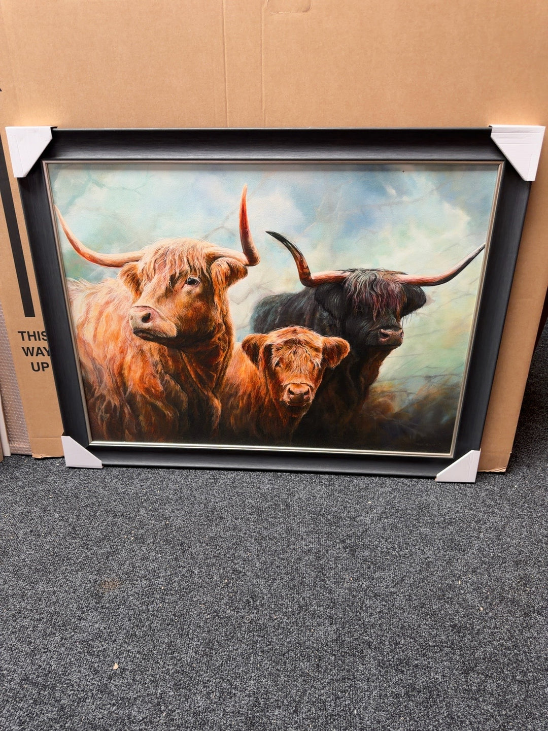 Dina Perejogina Highland cattle slight second trial piece 120cm by 90cm